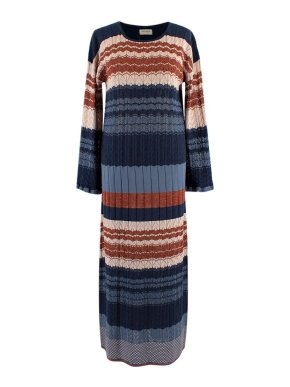 Falconeri Striped Metallic Woven Cotton Knitted Dress