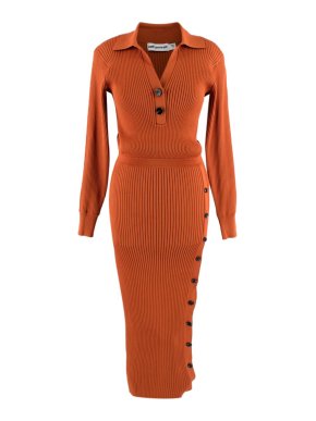 Rib Knit Polo Midi Dress 1