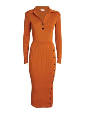Self Portrait Cinnamon Ribbed Knit Midi Dress