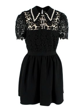 Self Portrait Faux-pearl Embellished Guipure-lace Mini Dress