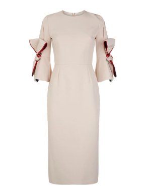 Roksanda Lavete Pink Bow Sleeve Midi Dress