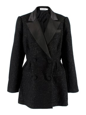 Self Portrait Metallic Wool Blend Bouclé Tunic Jacket