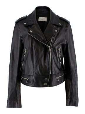 Sandro Black Lambskin Biker Jacket