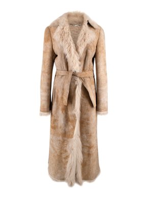 Gucci Suede and Shearling Long Belted Coat