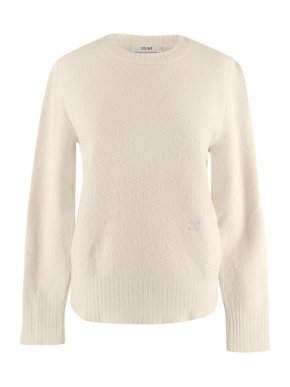 Celine Cream Merino Wool Embroidered Jumper