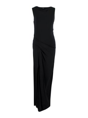 Helmut Lang Black Draped Sleeveless Maxi Dress