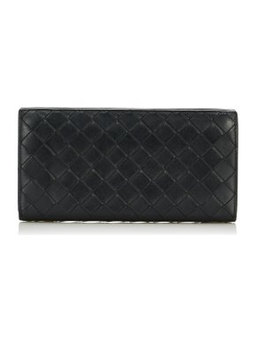 Bottega Veneta Black Nappa Intrecciato Long Wallet