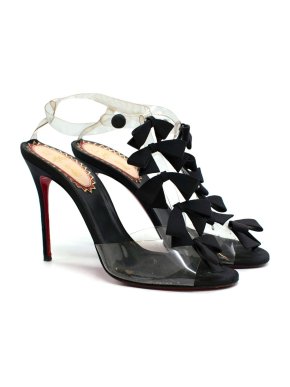 Christian Louboutin Bow Bow black grosgrain ribbon PVC Sandals
