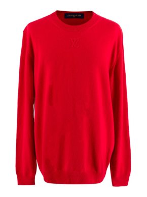 Louis Vuitton Logo Intarsia Red Cashmere Jumper