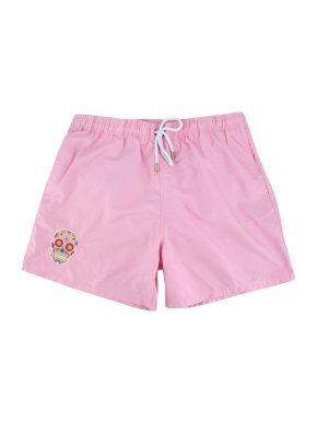 Bain de Mer Pink Skull Embroidered Swim Shorts