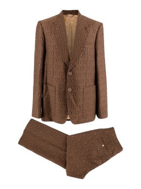 Gucci Brown GG Striped Single Breasted Suit