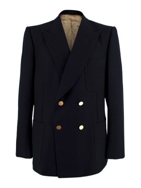Gucci Navy Jacquard Wool Double Breasted Blazer