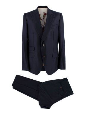 Gucci Navy Wool Single Breasted Trouser Suit