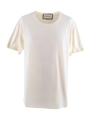 Gucci Cream Cotton Logo Print T-shirt