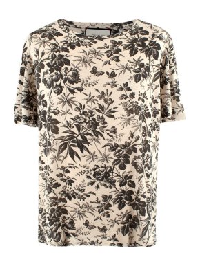 Gucci Blooms Floral Printed Cream Cotton T-Shirt
