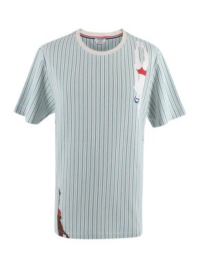 Thom Browne Swimmer Print Striped Jersey T-Shirt