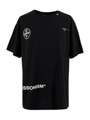 Off White Black & Pink Arrow Print T-shirt