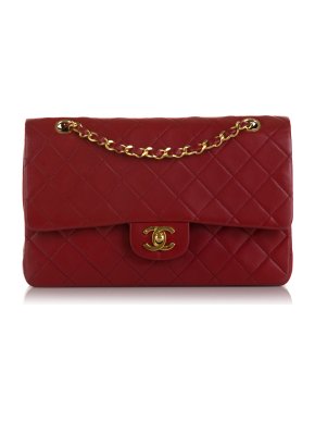 Chanel Red Classic Lambskin Double Flap
