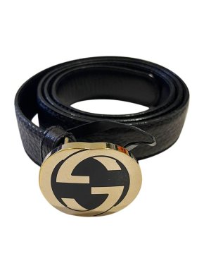 Gucci Interlocking GG Black Leather Belt