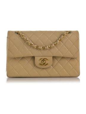 Chanel Beige Lambskin Quilted Small Double Flap Bag