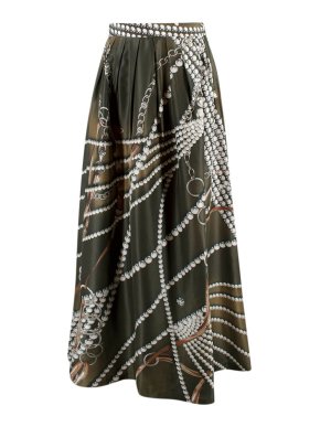 Printed Khaki Maxi Skirt