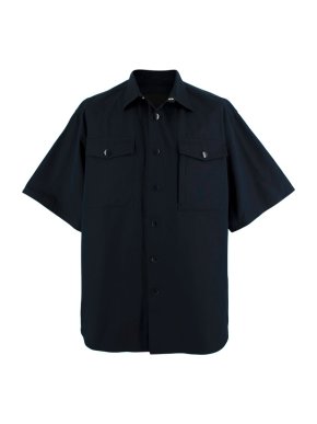 Prada Triangle Back Detail Black Cotton Utility Shirt