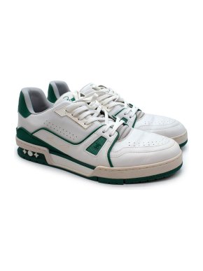 Louis Vuitton Virgil Abloh Green & White Leather LV Trainers