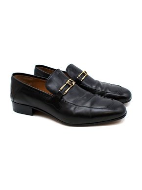 Gucci Black leather GG Loafers