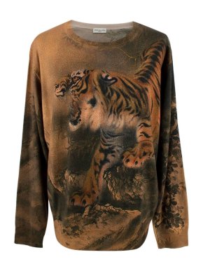 Dries Van Noten Tiger Print Merino Wool Jumper