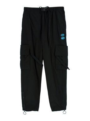 'Offf' Black Nylon Cargo Trousers