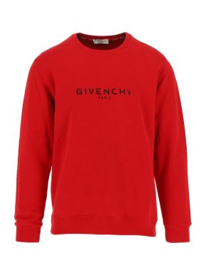 Givenchy Black Logo Printed Red Cotton Jumper