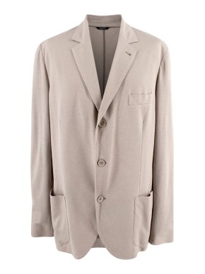 Loro Piana Beige Cotton Relaxed Fit Blazer