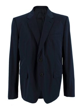 Prada Navy Nylon Feel Single Breasted Blazer