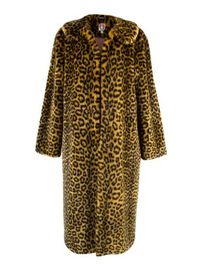 Shrimps Yellow Patrick Leopard Faux Fur Coat