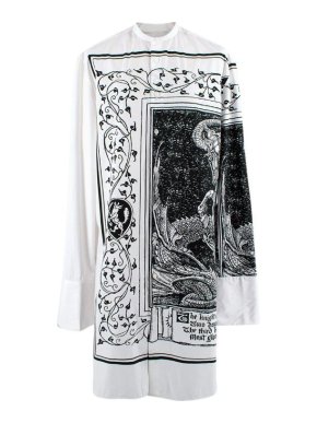 Lanvin Black and White Printed Cotton Longline Shirt
