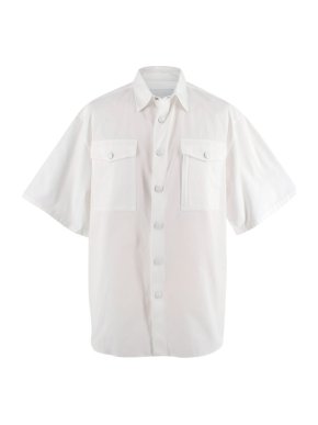 Prada Triangle Back Detail White Cotton Utility Shirt