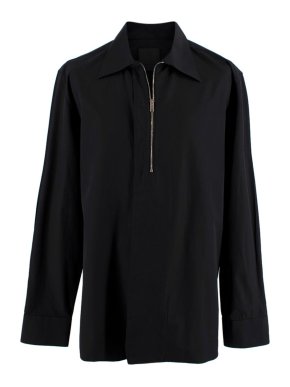 Givenchy Black Cotton Half-zip Shirt