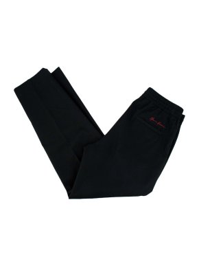Versace Embroidered Script Logo Black Wool Trousers