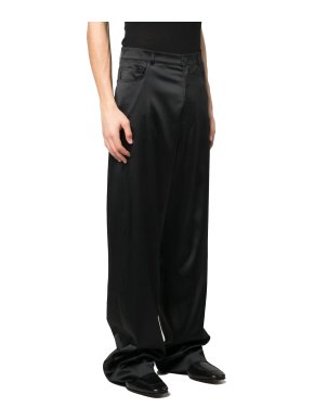 Balenciaga Black Wide Leg Stretch Satin Trousers