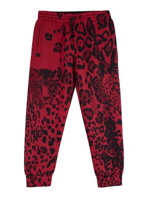 Dolce & Gabbana Red Leopard Printed Jogger Trousers
