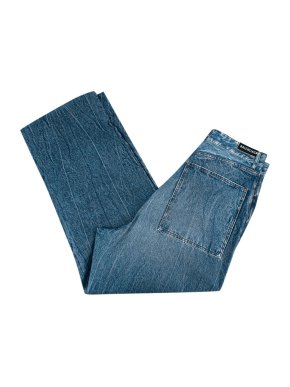 Balenciaga Trompe L'oeil Faux Denim Printed Wide Leg Trousers