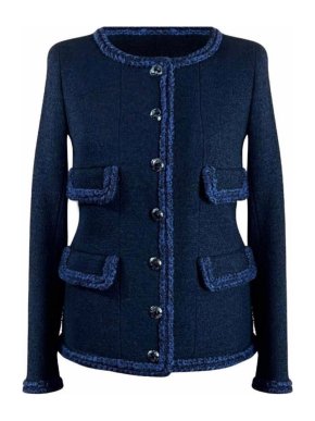 Chanel Black Braided Edge Tweed Jacket