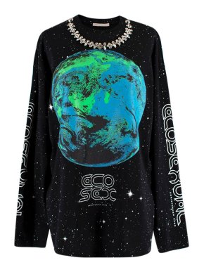 Christopher Kane Printed embellished cotton-jersey T-shirt
