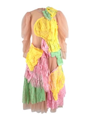 Comme des Garcons Nude Tulle Lace Applique Dress