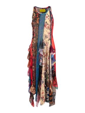 Marques Almeida Ruffled Multi-print Sleeveless Dress