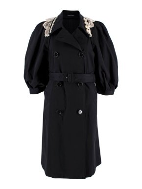 Simone Rocha Black Crystal Pearl Embellished Trench coat