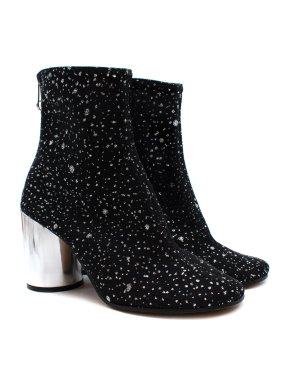Maison Martin Margiela Black Glitter Block Heel Ankle Boots