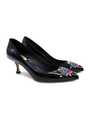 Dolce & Gabbana Black Patent Comic Embellished Pumps