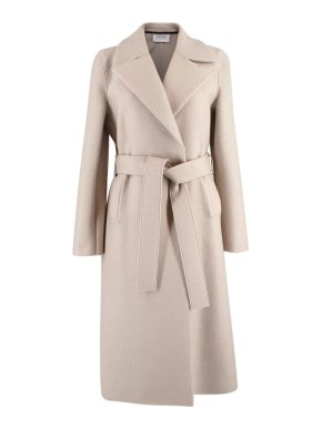 Harris Wharf Cream Wool Belted Wrap Coat
