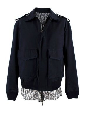 Dior Homme Oblique Trimmed Navy Cotton Jacket